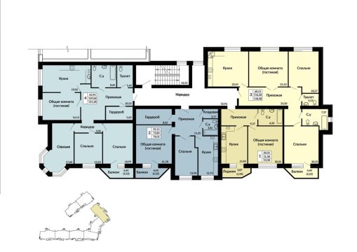 1-к квартира, 2/3 эт., 53м²